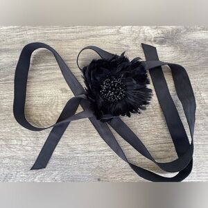 Elegant Black Feathered Women's BELT Accessory